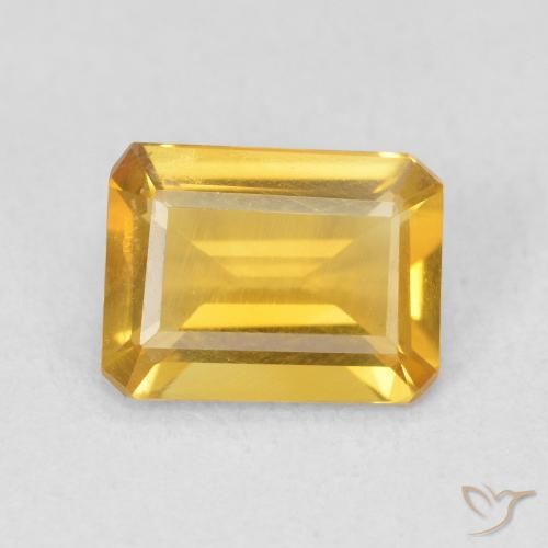 1.14ct Натуральный Яркое золото Цитрин, Изумрудная огранка, Чистота VS