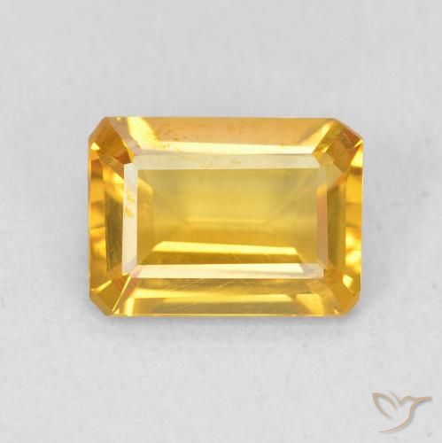 1.17ct Натуральный Яркое золото Цитрин, Изумрудная огранка, VVS-VS