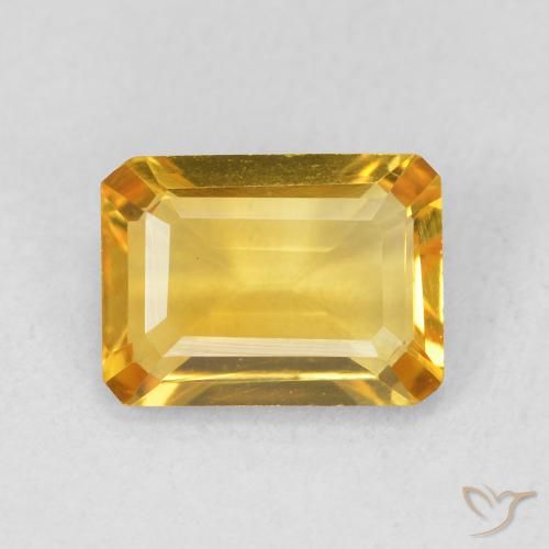 1.22ct Натуральный Золотой Цитрин, Изумрудная огранка, Чистота VVS