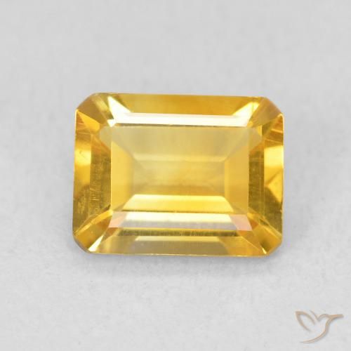 1.21ct Натуральный Золотой Цитрин, Изумрудная огранка, Чистота VS