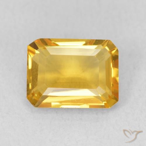 1.51ct Натуральный Яркое золото Цитрин, Изумрудная огранка, Чистота VS