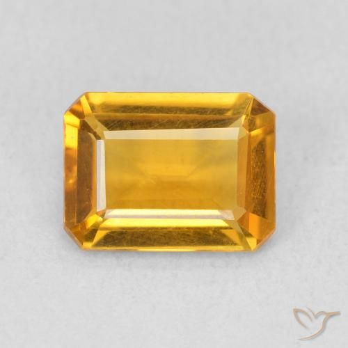 1.10ct Натуральный Оранжево-золотой Цитрин, Изумрудная огранка, Чистота VS