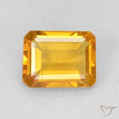 1.40ct Натуральный Средний оранжево-золотой Цитрин, Изумрудная огранка, Чистота VS