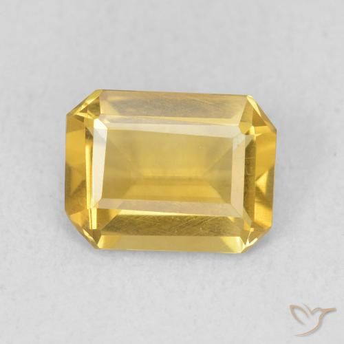 1.12ct Натуральный Золотисто-оранжевый Цитрин, Изумрудная огранка, Чистота VS