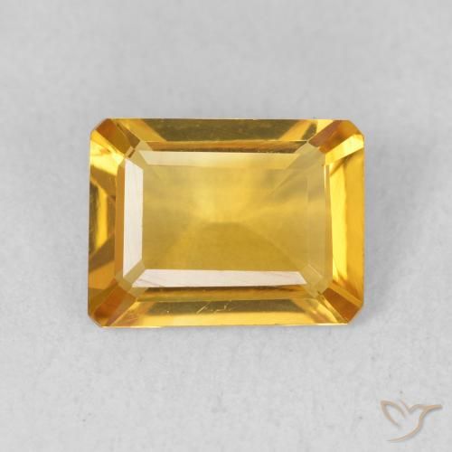 1.21ct Натуральный Средний золотой Цитрин, Изумрудная огранка, Чистота VVS