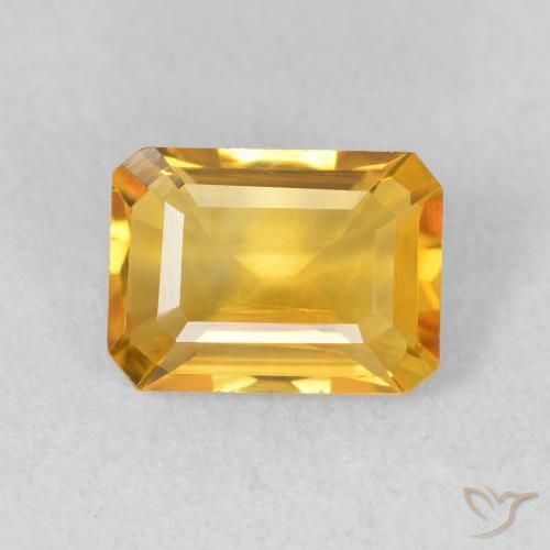 1.35ct Натуральный Золотисто-оранжевый Цитрин, Изумрудная огранка, Чистота VVS