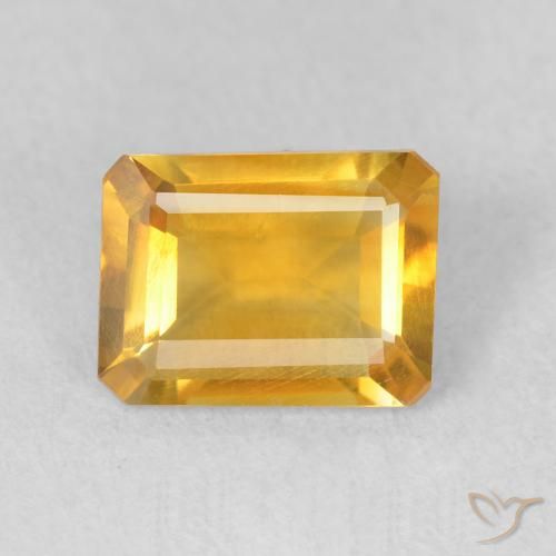 1.22ct Натуральный Золотисто-оранжевый Цитрин, Изумрудная огранка, Чистота VS
