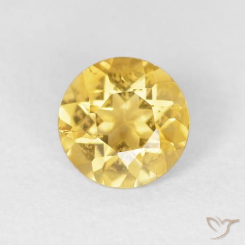 1.05ct Натуральный Средний золотой Цитрин, Круглый, VVS-VS