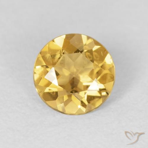 0.96ct Натуральный Яркое золото Цитрин, Круглый, Чистота VVS