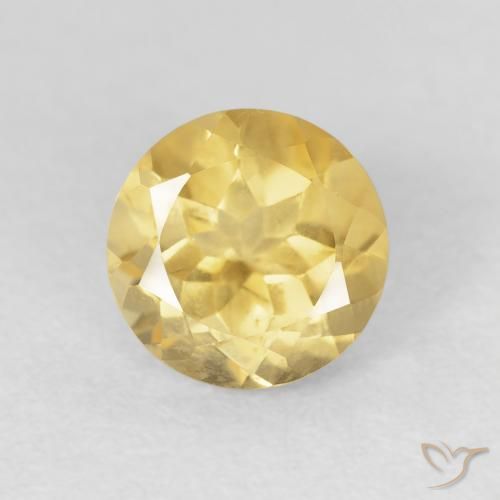 1.34ct Натуральный Средний желтый Цитрин, Круглый, VVS-VS