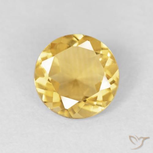 1.02ct Натуральный Средний золотой Цитрин, Круглый, VVS-VS