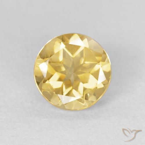 1.59ct Натуральный Светло-золотисто-желтый Цитрин, Круглый, VVS-VS