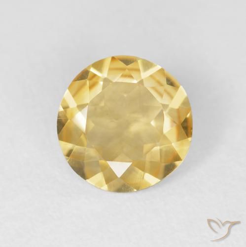 1.30ct Натуральный Среднее золото Цитрин, Круглый, Чистота VVS