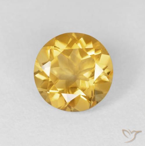 1.61ct Натуральный Среднее золото Цитрин, Круглый, Чистота VVS