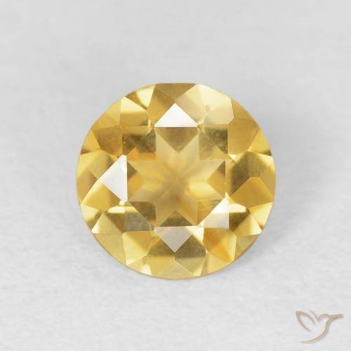 0.95ct Натуральный Среднее золото Цитрин, Круглый, Чистота VVS