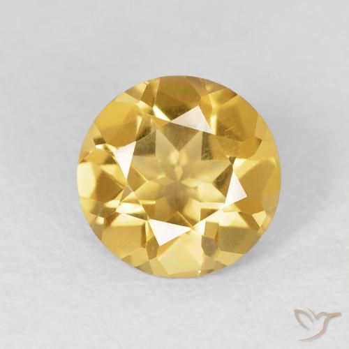 1.52ct Натуральный Среднее золото Цитрин, Круглый, Чистота VVS