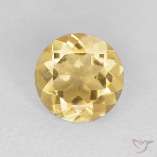 1.12ct Натуральный Среднее золото Цитрин, Круглый, VVS-VS