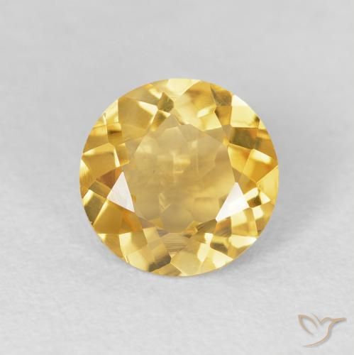 1.63ct Натуральный Золотисто-оранжевый Цитрин, Круглый, Чистота VVS