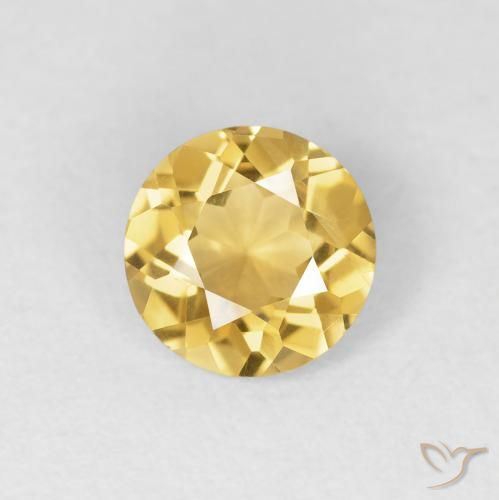 1.08ct Натуральный Среднее золото Цитрин, Круглый, Чистота VVS