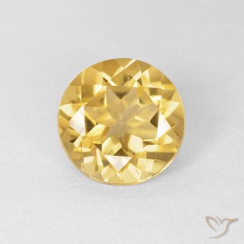 1.58ct Натуральный Золотой Цитрин, Круглый, Чистота VVS