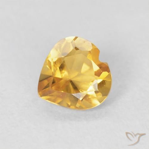 0.42ct Натуральный Среднее золото Цитрин, Сердце, Чистота VVS