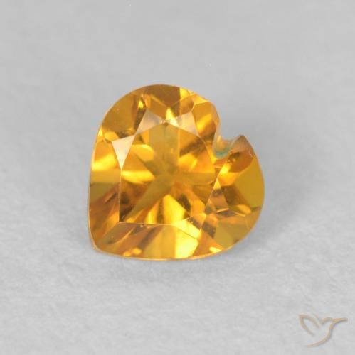 0.43ct Натуральный Medium Light Orange-Gold Цитрин, Сердце, Чистота VVS