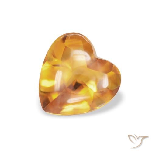 0.76ct Натуральный Средний апельсин Цитрин, Сердце, Прозрачный