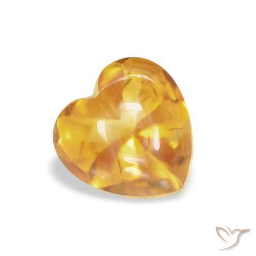 1.00 карата, натуральный Medium Light Orange-Gold Цитрин, Сердце, Прозрачный