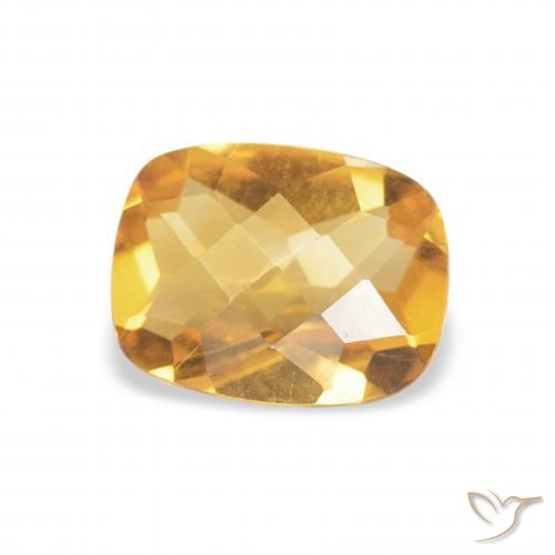 1.00 карата, натуральный Medium Light Orange-Gold Цитрин, Подушка, Чистота VVS
