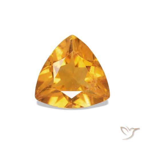 0.58ct Глубокий оранжево-золотой Цитрин, Триллион, VVS-VS