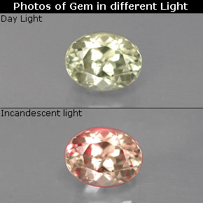 0.77 карата, натуральный Зеленый/Розовый Диаспора, меняющая цвет, Огранка Овал, Чистота VS