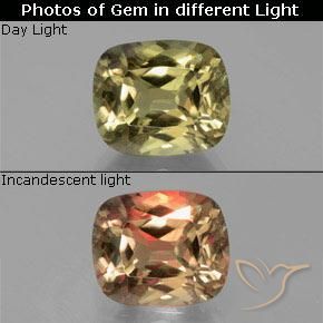 6.65ct Натуральный Коричневато-желтый Диаспора, меняющая цвет, Подушка, VS-SI