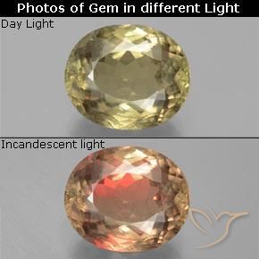 10.84ct Натуральный Средний желтый Диаспора, меняющая цвет, Овал, VS-SI