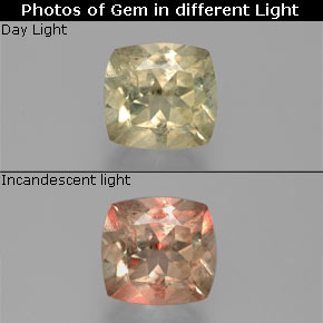 1.74 карата, натуральный Зеленый/Розовый Диаспора, меняющая цвет, Подушка Крой, VS-SI