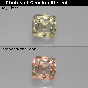 0.93 карата, натуральный Зеленый/Розовый Диаспора, меняющая цвет, Подушка Крой, VS-SI