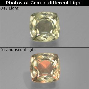 1.28 карата, натуральный Зеленый/Розовый Диаспора, меняющая цвет, Подушка Крой, SI