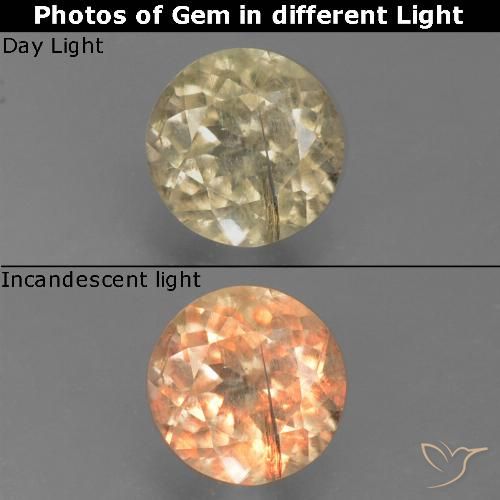 0.63ct Натуральный Теплый желтый Диаспора, меняющая цвет, Круглый, VS-SI