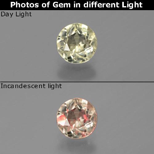 0.65 карата, натуральный Палевый Диаспора, меняющая цвет, Огранка Круг, Чистота VS