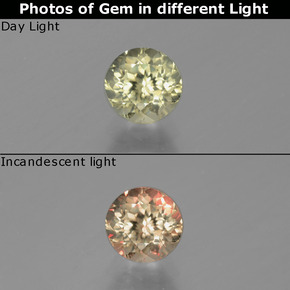 0.78 карата, натуральный От зеленого к розовому Диаспора, меняющая цвет, Огранка Круг, Чистота VS