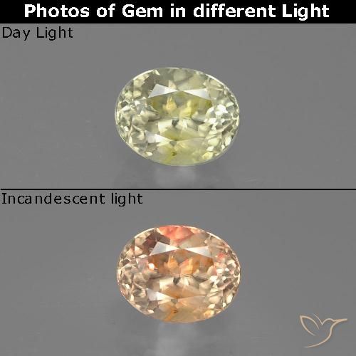 1.07ct Натуральный Палевый Диаспора, меняющая цвет, Овал, VS-SI