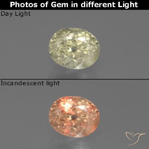 1.20ct Натуральный Желто-зеленый Диаспора, меняющая цвет, Овал, SI