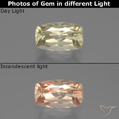 1.28ct Натуральный Очень бледно-желтый Диаспора, меняющая цвет, Подушка, VS-SI