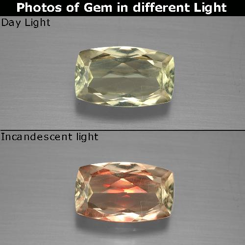1.29 карата, натуральный Палевый Диаспора, меняющая цвет, Подушка Крой, Чистота VS