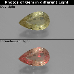 0.99 карата, натуральный Зеленый/Розовый Диаспора, меняющая цвет, Форма груши, VS-SI