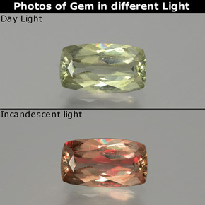 1.08 карата, натуральный Зеленый/Розовый Диаспора, меняющая цвет, Подушка Крой, VS-SI