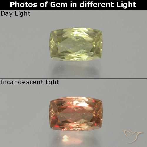 1.15 карата, натуральный Желтый бежевый Диаспора, меняющая цвет, Подушка Крой, SI