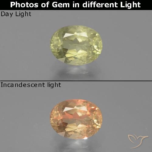 0.75ct Натуральный Светло-желтый Диаспора, меняющая цвет, Овал, SI