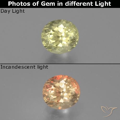 0.83 карата, натуральный Светло-желтый Диаспора, меняющая цвет, Огранка Овал, VS-SI