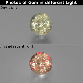 0.83 карата, натуральный Зеленый/Розовый Диаспора, меняющая цвет, Огранка Круг, SI