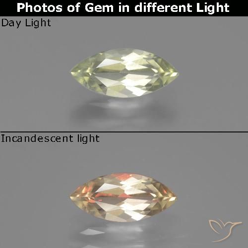 0.77ct Натуральный Очень светло-желтый Диаспора, меняющая цвет, Маркиза, VVS-VS